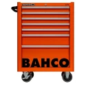 Bahco 7 Drawer Wheeled Tool Trolley Solid Steel Frame Orange 600kg Load Capacity 1475K7