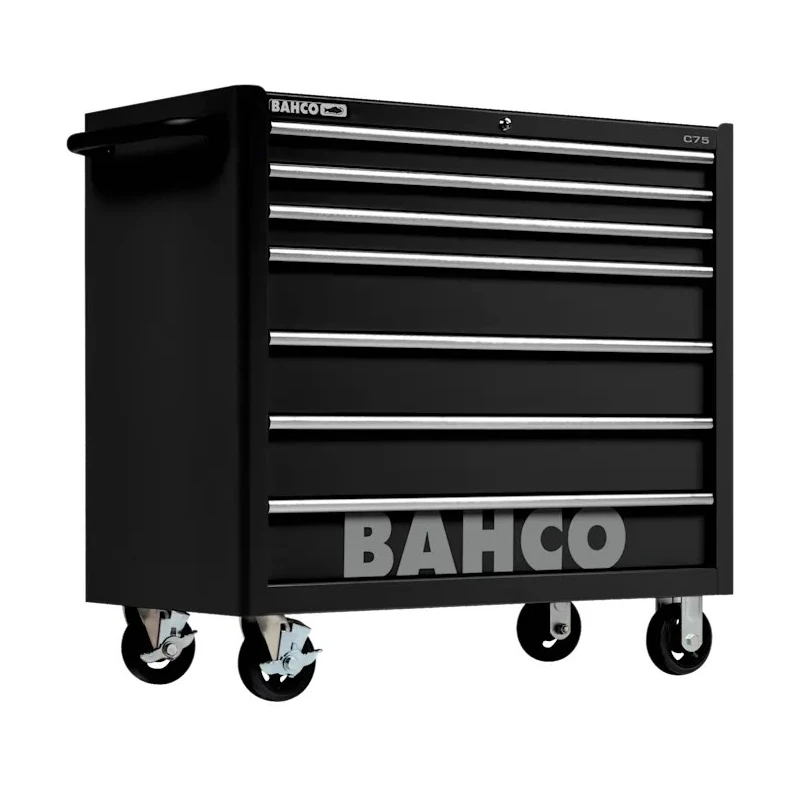 Bahco 7 Drawer Wheeled Tool Trolley Solid Steel Load Capacity 1100kg 1475KXL7BLACK