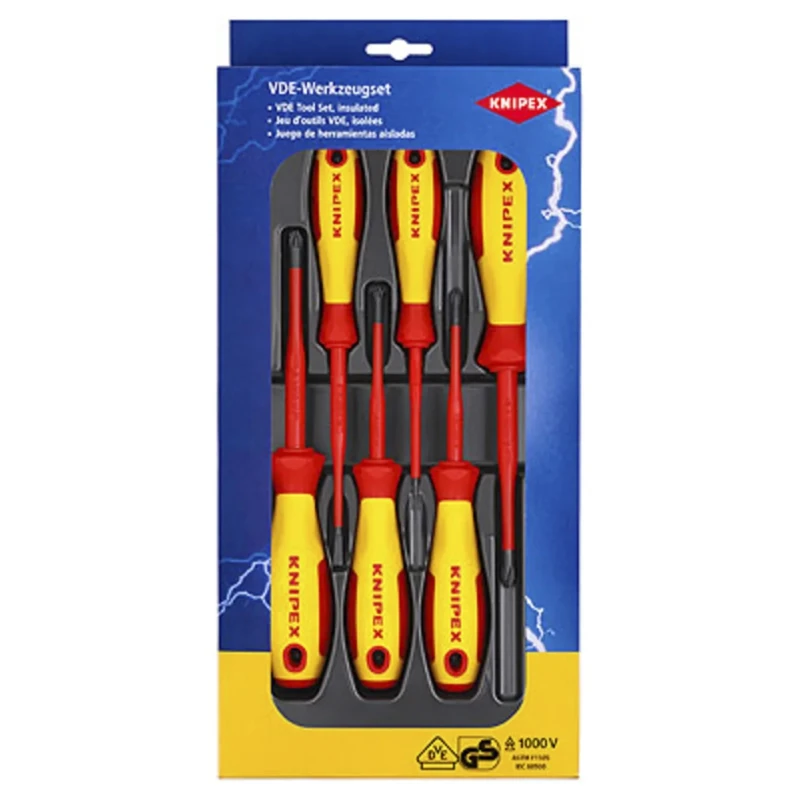 Knipex Phillips, Pozidriv, Slotted Insulated Screwdriver Set 6-Piece 1000V VDE Certified 00 20 12 V04