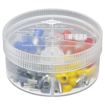 Knipex Bootlace Ferrule Crimp Assortment Kit 97 99 907, Assorted Insulated End Caps, Ø 90 mm Height 44 mm
