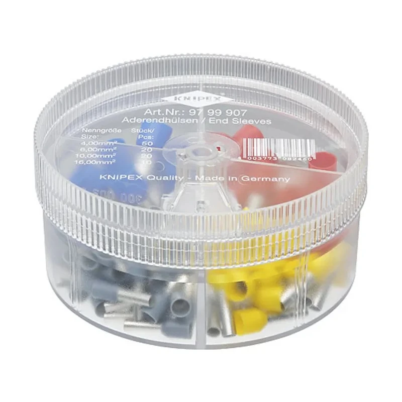 Knipex Bootlace Ferrule Crimp Assortment Kit 97 99 907, Assorted Insulated End Caps, Ø 90 mm Height 44 mm