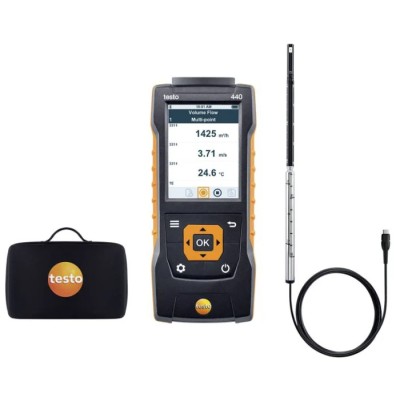 Testo Hot Wire Kit Anemometer Measures Air Velocity, Temperature, Volume Flow, 30 m/s 0563 4400