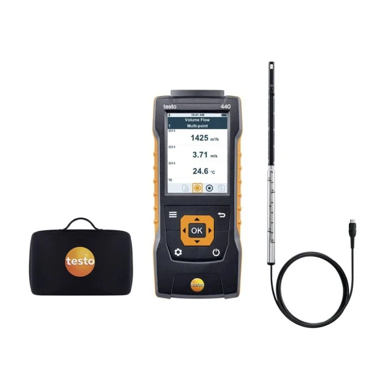 Testo Hot Wire Kit Anemometer Measures Air Velocity, Temperature, Volume Flow, 30 m/s 0563 4400