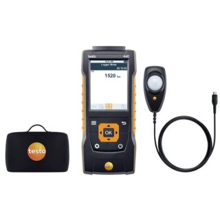 Testo Air Quality Monitor 0lx to 100000 lx Light Meter with Air Velocity and IAQ Measuring, USB Interface, Battery 0563 4402