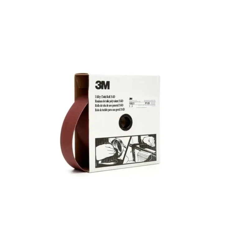 3M Utility Cloth Roll P120 Grit, Fine Grade, Aluminium Oxide Abrasive, 25 m Length x 50 mm Width 314D CLOTH ROLL P120 50MM