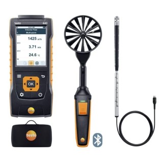 Testo 440 Air Flow ComboKit 2 with Bluetooth Vane, NTC, Tc Anemometer for Volume Flow, Air Velocity, Temperature 0563 4407