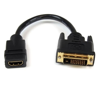 StarTech.com HDMI Cable 203.2 mm Length Female DVI-D Dual Link to Male DVI-D HDMI 1.4 Black HDDVIFM8IN