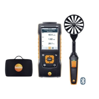 Testo Anemometer with Bluetooth, Tc, NTC Vane Probe, Air Velocity 35 m/s, Volume Flow, Temperature Measurement 0563 4403