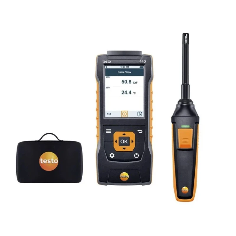 Testo 440 Humidity Kit with Bluetooth Tc, NTC, Humidity Anemometer, Measures Humidity, Temperature 0563 4404