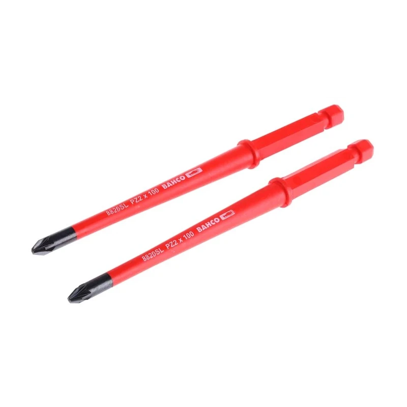 Bahco Insulated Screwdriver Blade, PZ2 Tip, 100 mm Blade Length, VDE 1000V Approved, Plastic Handle 8820SL-2P