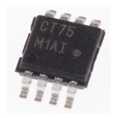 onsemi Digital Output Temperature Sensor, Surface Mount, Serial-I2C, SMBus, Accuracy ±1°C, 8-Pin NCT75DMR2G