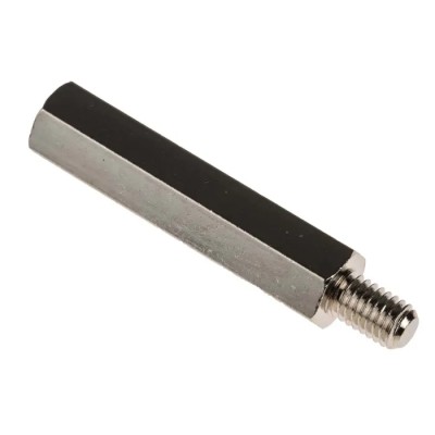 RS PRO Brass Hexagonal Threaded M5 Standoff 35 mm Body, 8 mm Stud, Nickel Plated 806-6645