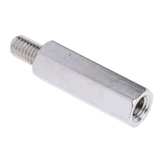 RS PRO Nickel Plated Brass Hexagonal M5 Threaded Standoff, 25 mm Body, 8 mm Stud, Male/Female 806-6648