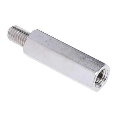 RS PRO Nickel Plated Brass Hexagonal M5 Threaded Standoff, 25 mm Body, 8 mm Stud, Male/Female 806-6648