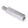 RS PRO Nickel Plated Brass Hexagonal M5 Threaded Standoff, 25 mm Body, 8 mm Stud, Male/Female 806-6648