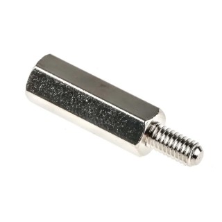 RS PRO Brass Hexagonal Threaded M4 Standoff, 20 mm Body Length, 8 mm Stud Length, Nickel Plated 806-6720