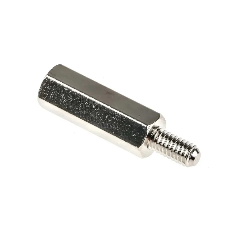 RS PRO Brass Hexagonal Threaded M4 Standoff, 20 mm Body Length, 8 mm Stud Length, Nickel Plated 806-6720