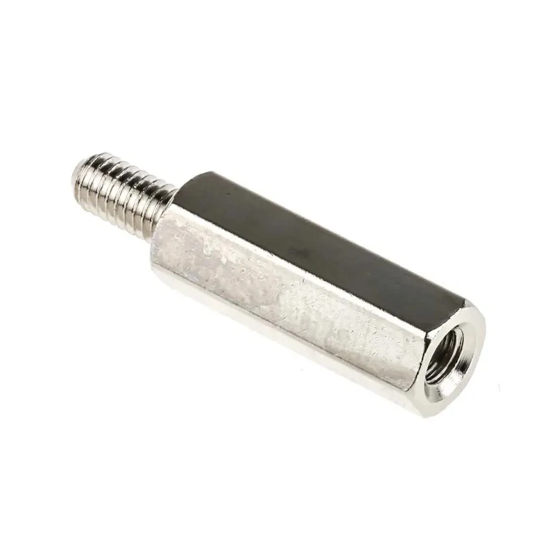 RS PRO Brass Hexagonal Threaded M4 Standoff, 20 mm Body Length, 8 mm Stud Length, Nickel Plated 806-6720