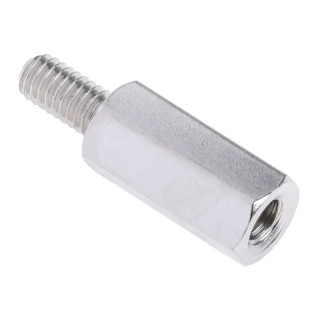 RS PRO M4 Hexagonal Nickel Plated Brass Standoff, 15 mm Body Length, 8 mm Stud Length, Male/Female Thread 806-6727