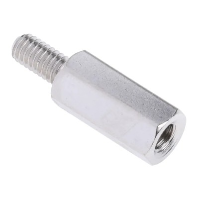 RS PRO M4 Hexagonal Nickel Plated Brass Standoff, 15 mm Body Length, 8 mm Stud Length, Male/Female Thread 806-6727