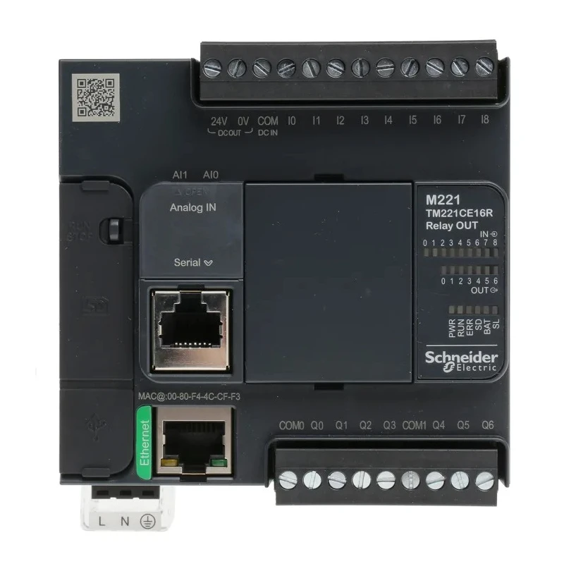 Schneider Electric Modicon TM Series PLC CPU, 9 Discrete Inputs, 7 Digital Outputs, 240V, 2A Output Current, TM221CE16R