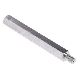 RS PRO Brass Hexagonal Threaded Standoff M5 Thread Size, 60 mm Body Length, 8 mm Stud Length, Nickel Plated 806-6660