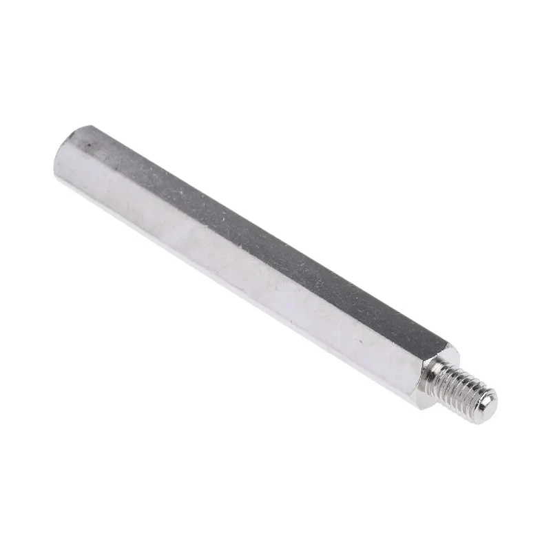 RS PRO Brass Hexagonal Threaded Standoff M5 Thread Size, 60 mm Body Length, 8 mm Stud Length, Nickel Plated 806-6660