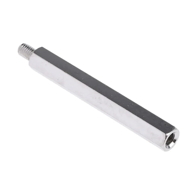 RS PRO Brass Hexagonal Threaded Standoff M5 Thread Size, 60 mm Body Length, 8 mm Stud Length, Nickel Plated 806-6660