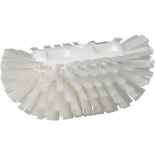 Vikan Hard Bristle White Scrubbing Brush with 40 mm Polyester Bristle Length, White Handle, Oval Tank Brush 70375
