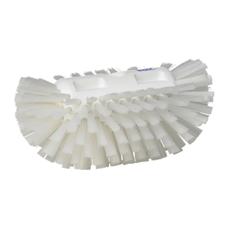 Vikan Hard Bristle White Scrubbing Brush with 40 mm Polyester Bristle Length, White Handle, Oval Tank Brush 70375