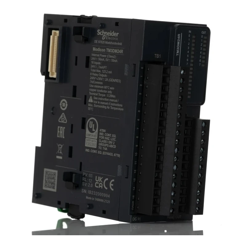 Schneider Electric PLC I/O Module 16 Digital Inputs 8 Digital Outputs Panel Mount Modicon TM3DM24R