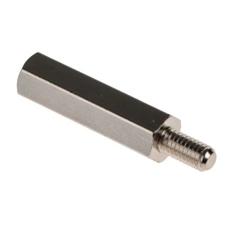 RS PRO Brass Hexagonal Threaded Standoff M4, 25 mm Body Length, 8 mm Stud, Nickel Plated 806-6724