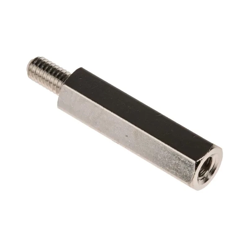 RS PRO Brass Hexagonal Threaded Standoff M4, 25 mm Body Length, 8 mm Stud, Nickel Plated 806-6724
