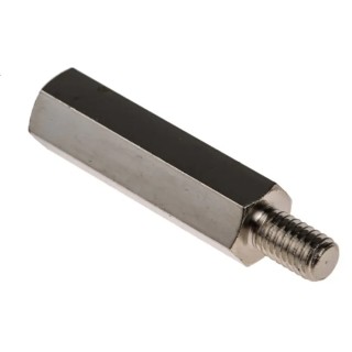 RS PRO M6 Steel Hexagonal Threaded Standoff, 35 mm Body, 10 mm Stud, Nickel Plated 806-6673