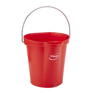 Vikan 6L Round Plastic Red Bucket with Handle 260mm Length 270mm Width 258mm Height 56884