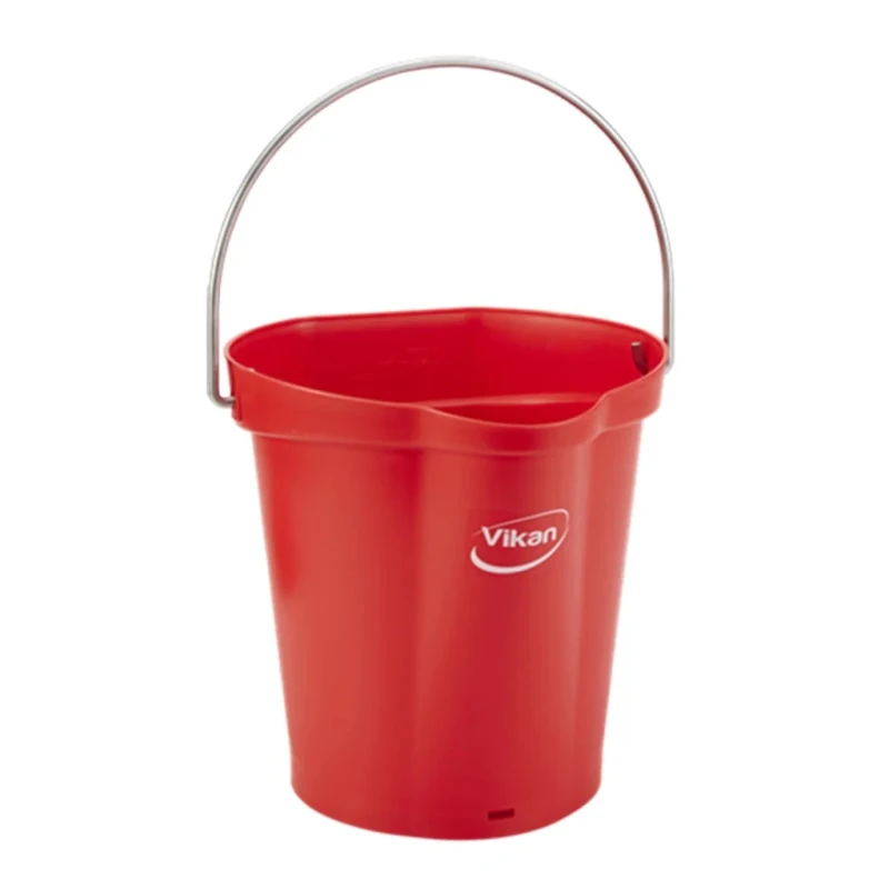 Vikan 6L Round Plastic Red Bucket with Handle 260mm Length 270mm Width 258mm Height 56884