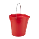 Vikan 6L Round Plastic Red Bucket with Handle 260mm Length 270mm Width 258mm Height 56884