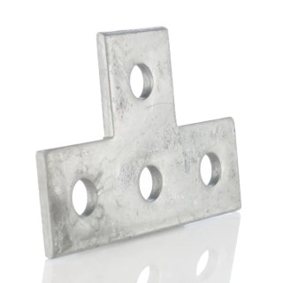 RS PRO Hot Dipped Galvanised T Shape Bracket 4 Hole, 14 mm Holes, 120 mm x 80 mm 176-6924