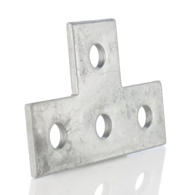 RS PRO Hot Dipped Galvanised T Shape Bracket 4 Hole, 14 mm Holes, 120 mm x 80 mm 176-6924