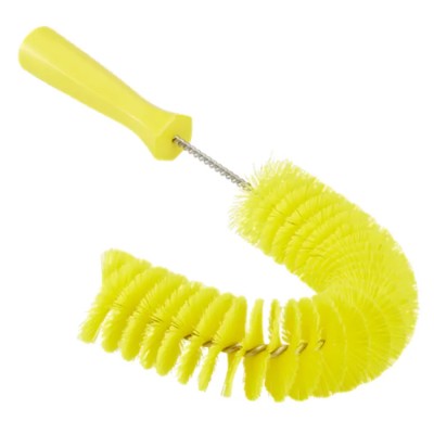 Vikan Hard Bristle Yellow Scrubbing Brush with 25 mm Polyester Bristle Length, Pipe Exterior Brush, Model 53726