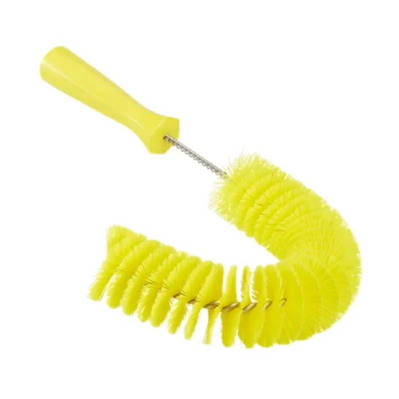 Vikan Hard Bristle Yellow Scrubbing Brush with 25 mm Polyester Bristle Length, Pipe Exterior Brush, Model 53726