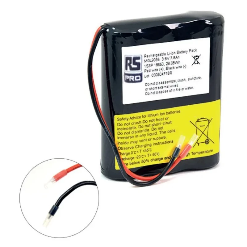 RS PRO 3.6 V Lithium-ion Rechargeable Battery Pack 7.8 Ah 3 Cells 176-9355