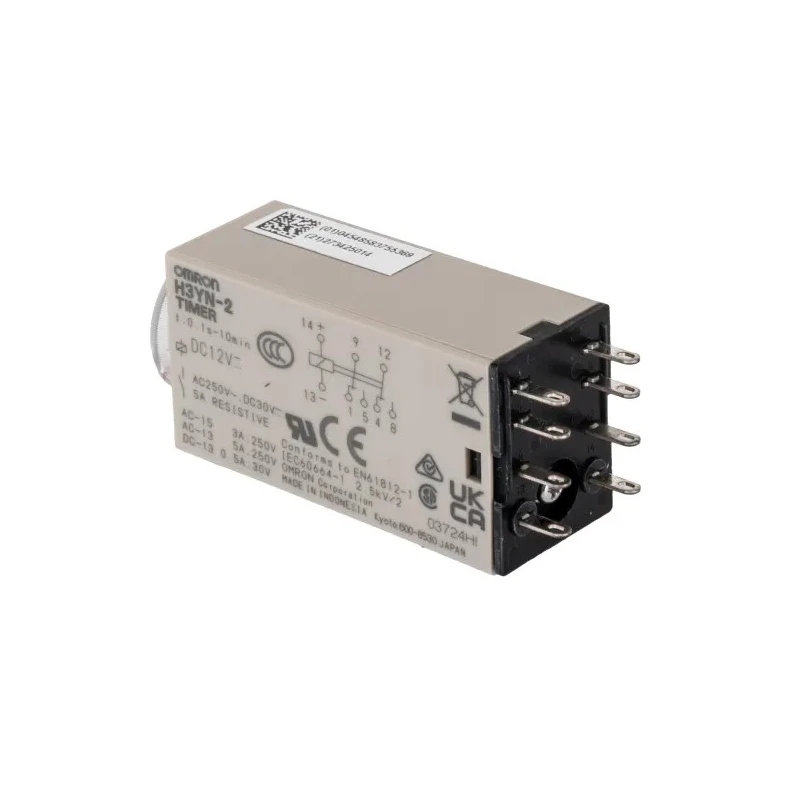 Omron DIN Rail Multifunction Timer Relay 2-Contact DPDT 12 V dc 0.1 s to 10 min H3YN