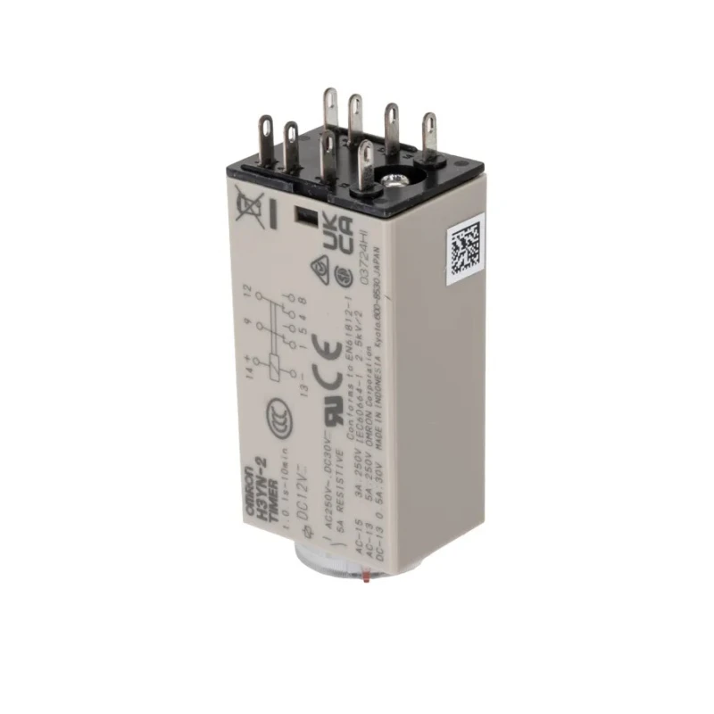 Omron DIN Rail Multifunction Timer Relay 2-Contact DPDT 12 V dc 0.1 s to 10 min H3YN