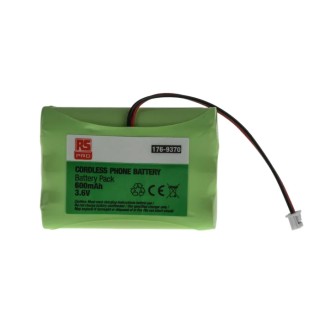 RS PRO 3.6 V Nickel Metal Hydride Rechargeable Battery Pack 600 mAh 3 Cells Lead Terminals 176-9370