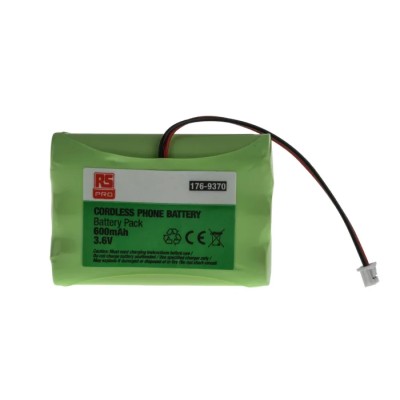 RS PRO 3.6 V Nickel Metal Hydride Rechargeable Battery Pack 600 mAh 3 Cells Lead Terminals 176-9370