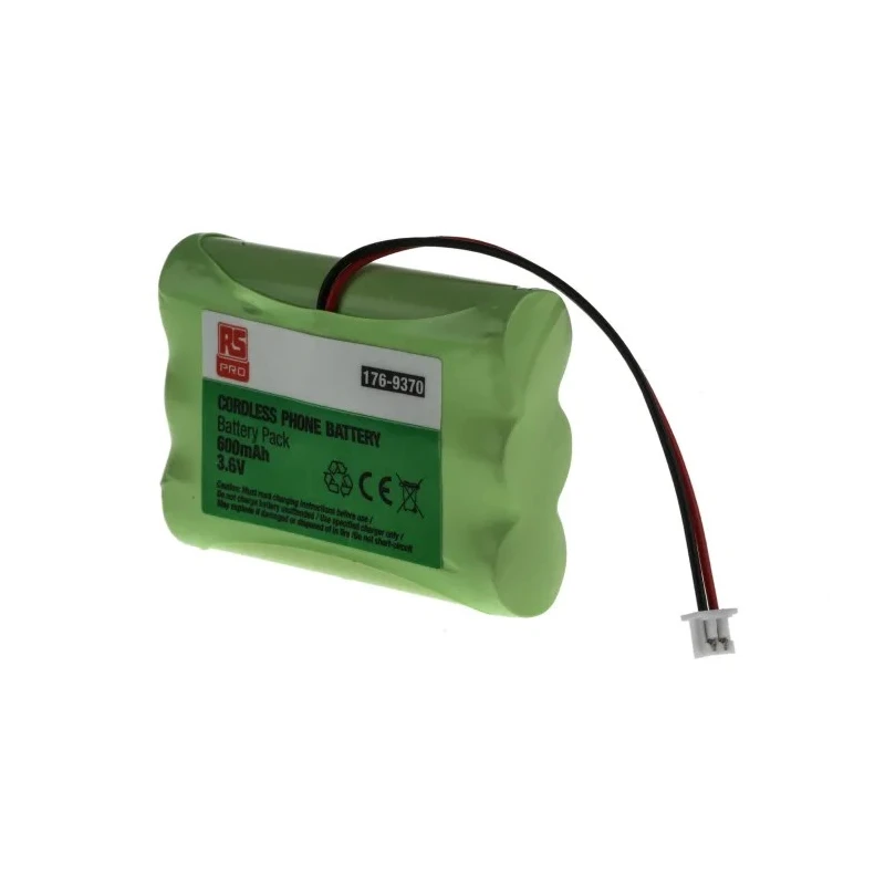 RS PRO 3.6 V Nickel Metal Hydride Rechargeable Battery Pack 600 mAh 3 Cells Lead Terminals 176-9370