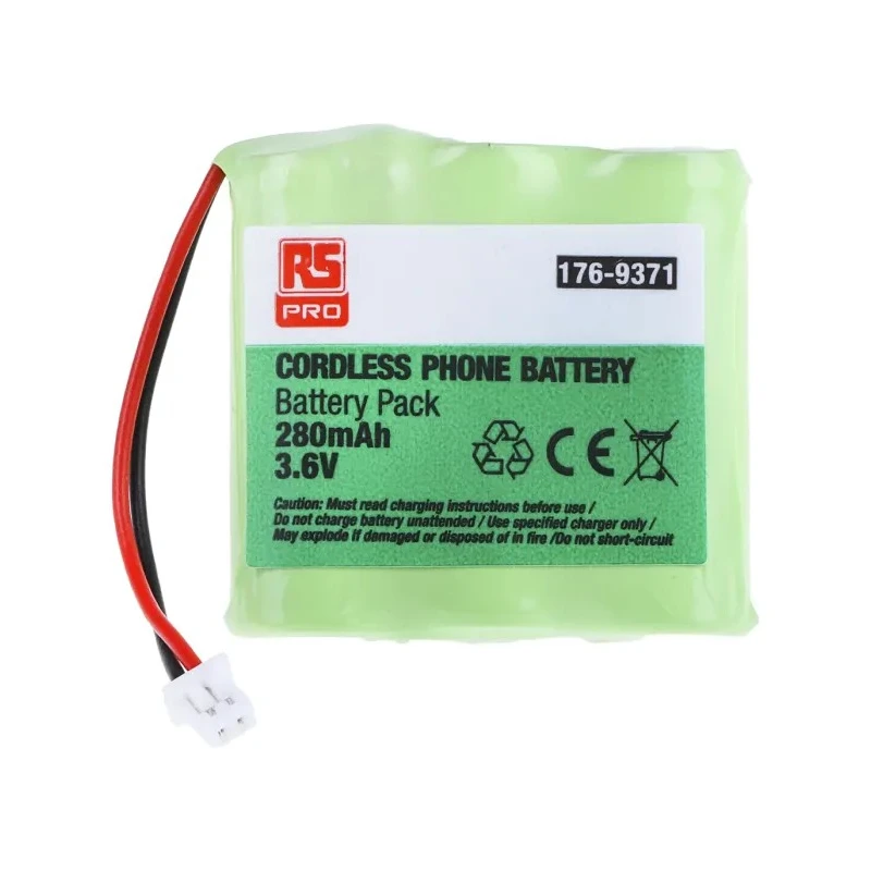 RS PRO 3.6 V Nickel Metal Hydride Rechargeable Battery Pack 280 mAh 3 Cells Lead Termination 176-9371