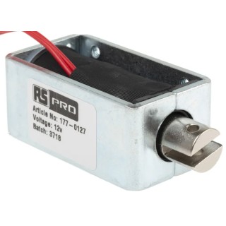 RS PRO Pull Action DC 12V Linear Solenoid 58 mm Length 25.4 mm Width 31.8 mm Depth 177-0127