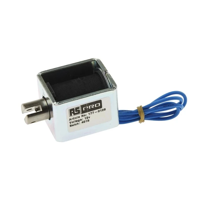 RS PRO Pull Action DC D-Frame Linear Solenoid 12 V 44 mm Length 38 mm Depth 32 mm Width 26 mm Stroke 177-0128